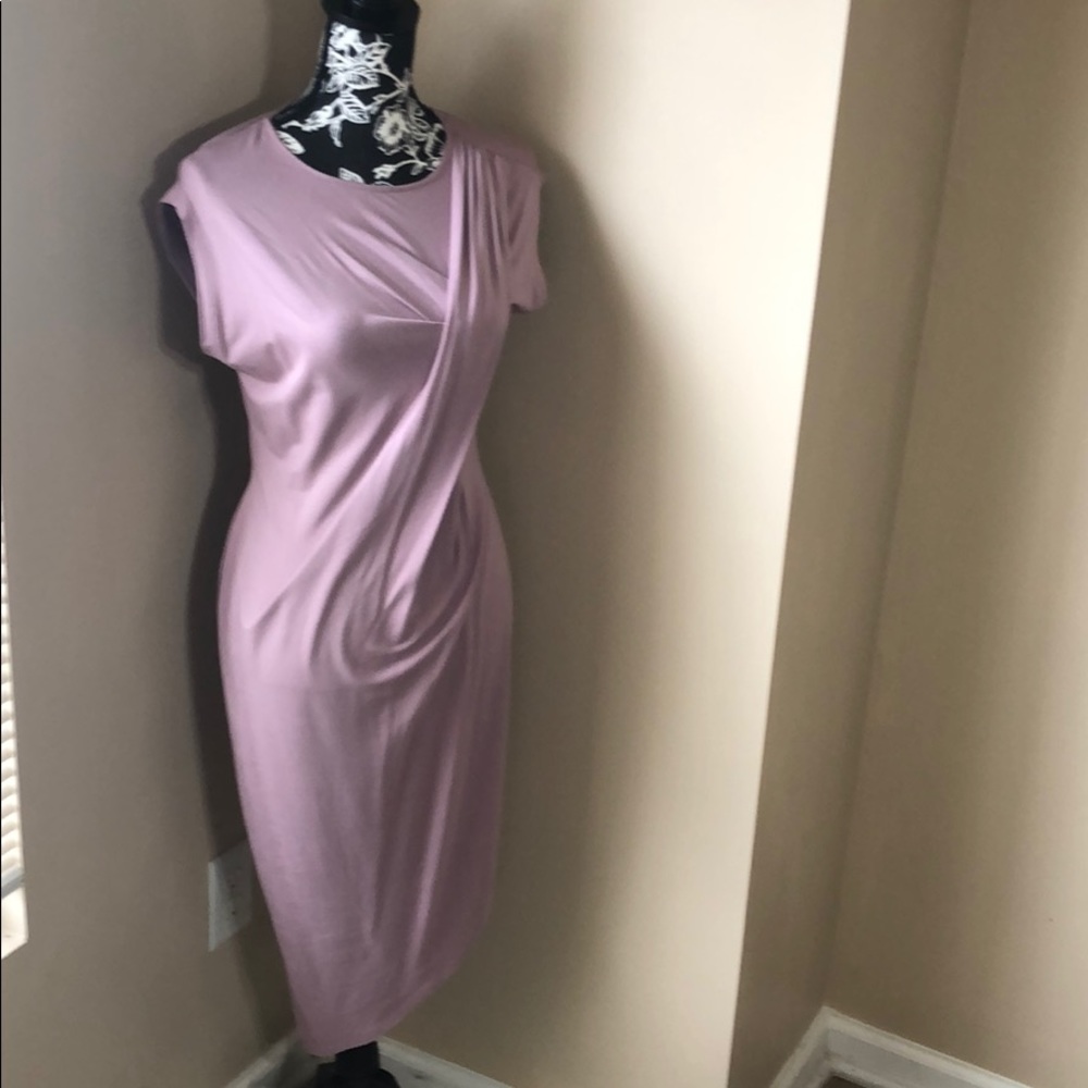 ASOS drape front dress with asymmetrical hemline.